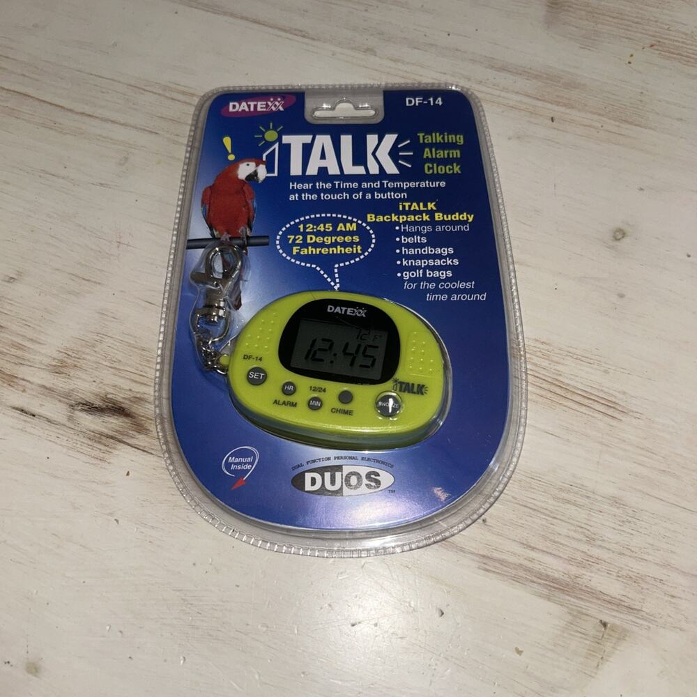 Datexx iTalk Talking Alarm Clock Time & Temperature DF-14 VTG 1999 NOS Y2K Rare